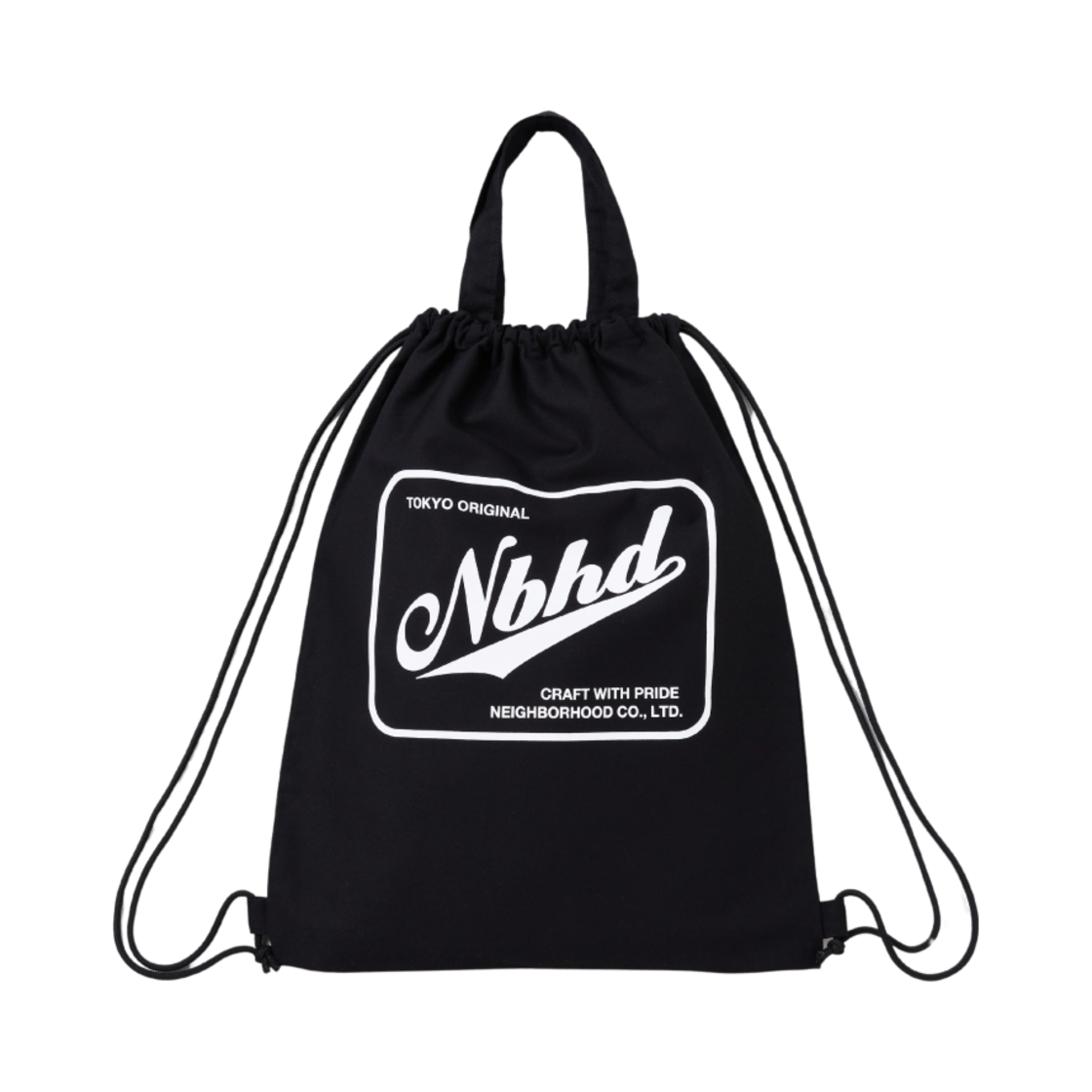 네이버후드 로고 드로우스트링 토트백 블랙(Neighborhood Logo Drawstring Tote Bag Black)