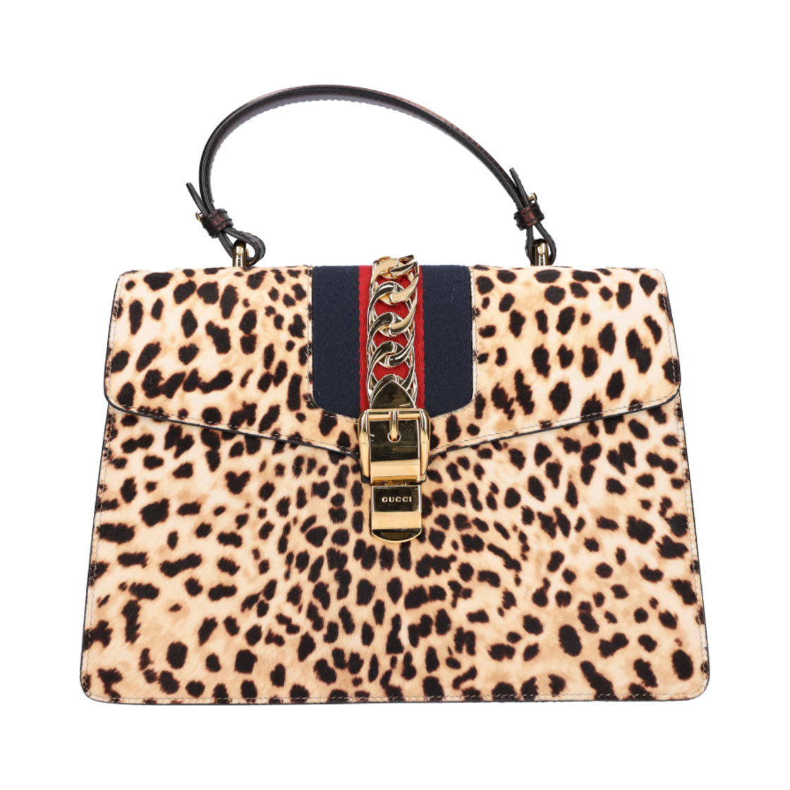 구찌 431665 레오파드 실비 탑핸들 백