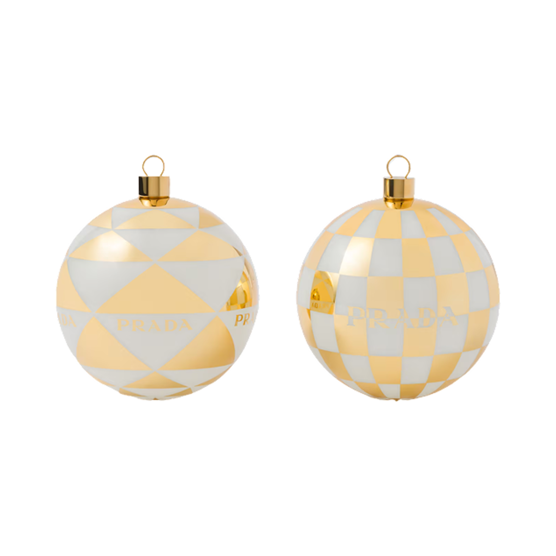 2QI003-2DR7-F056X Prada Glass Christmas Ornament Set White Platinum