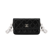 Chanel Clutch With Chain Calfskin Imitation Pearls & Gold Black