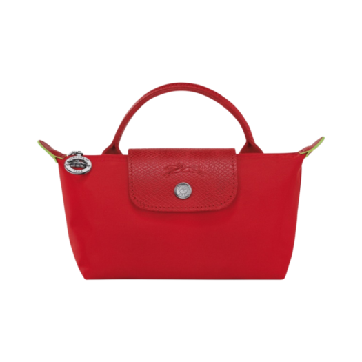 34175919P83 Longchamp Le Pliage Green Handle Pouch Tomato