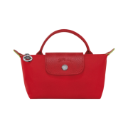 Longchamp Le Pliage Green Handle Pouch Tomato
