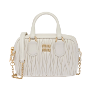 Miu Miu Matelasse Nappa Leather Top Handle Mini Bag White