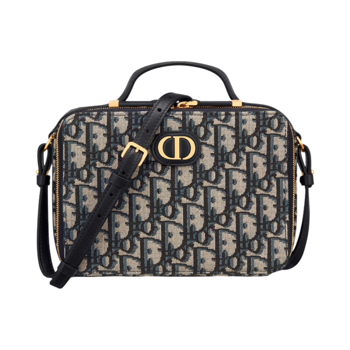 디올 30 몽테뉴 박스 백 블루 멀티컬러 디올 오블리크 자카드(Dior 30 Montaigne Box Bag Blue Multicolor Dior Oblique Jacquard) - 1