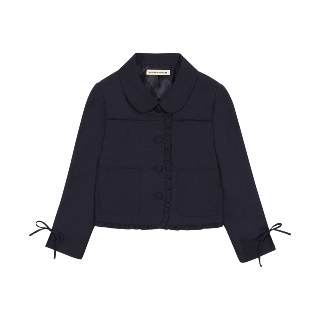 마가린핑거스 프릴 리본 자켓 네이비