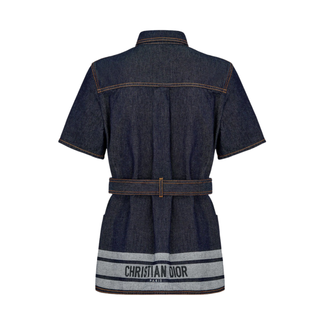 (W) 디올 라이트웨이트 코튼 데님 쿠튀르 숏슬리브 벨트 자켓 딥 블루((W) Dior Lightweight Cotton Denim Couture Short Sleeved Belted Jacket Deep Blue) - 2