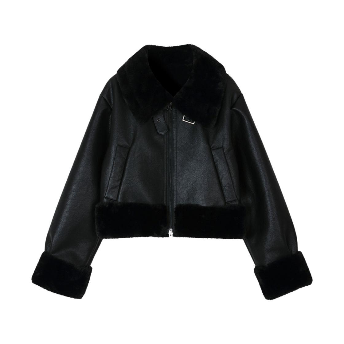 (W) 보헤미안 서울 하이 넥 숏 무스탕 블랙((W) Bohemian Seoul High Neck Short Mustang Black)