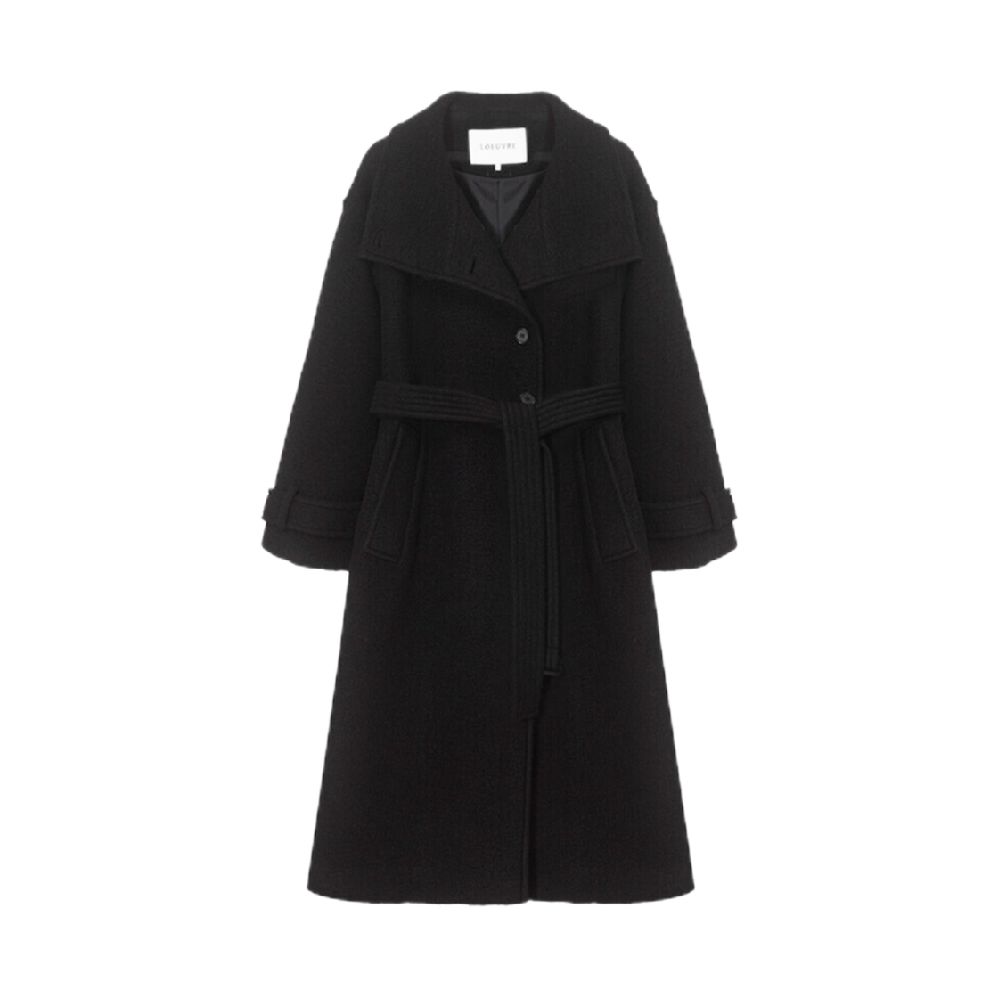 SW4WH914-10 (W) Loeuvre Belted High-Neck Long Coat Black