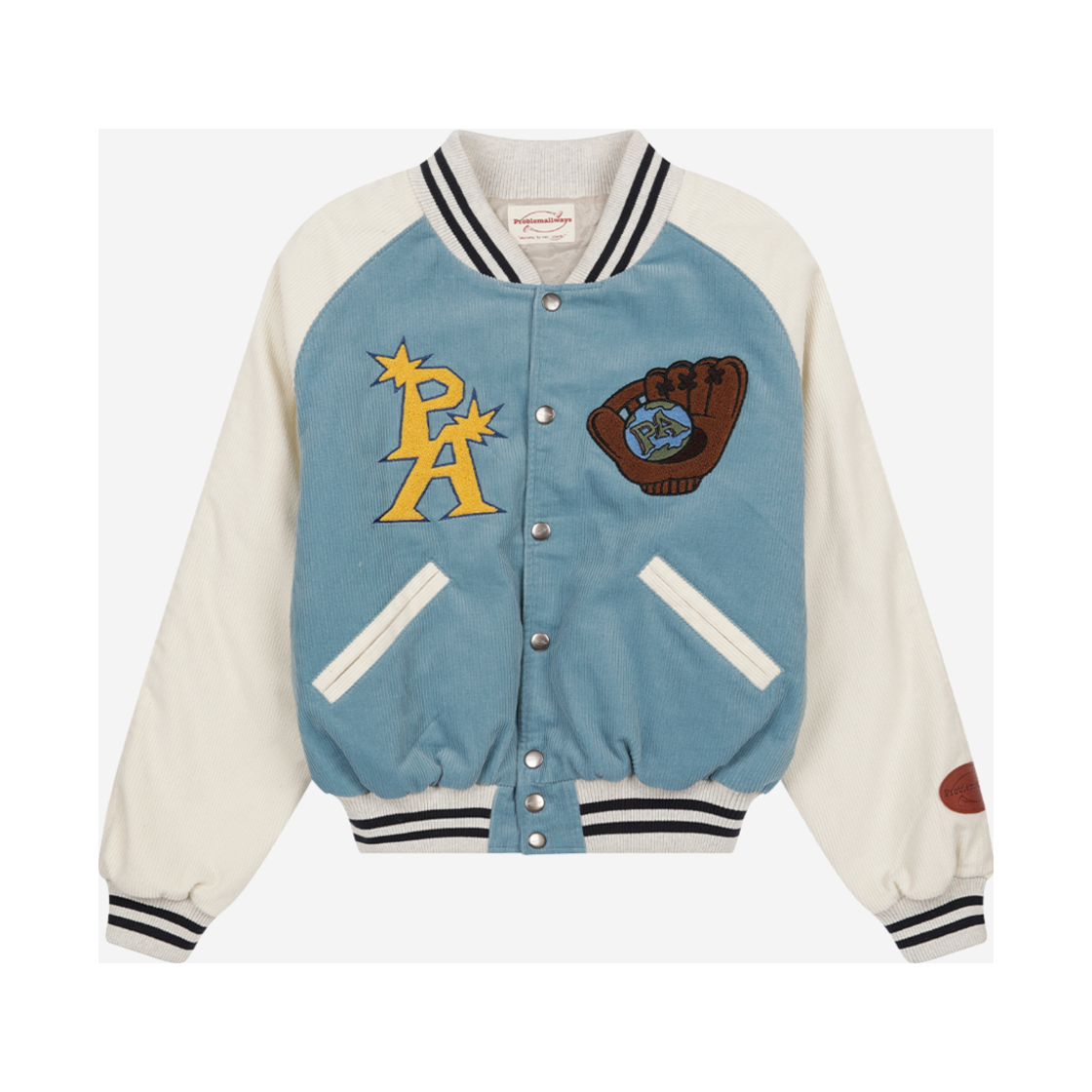 E01JK01SBL Problemallways Bonehead Ball Squad Varsity Jacket Skyblue