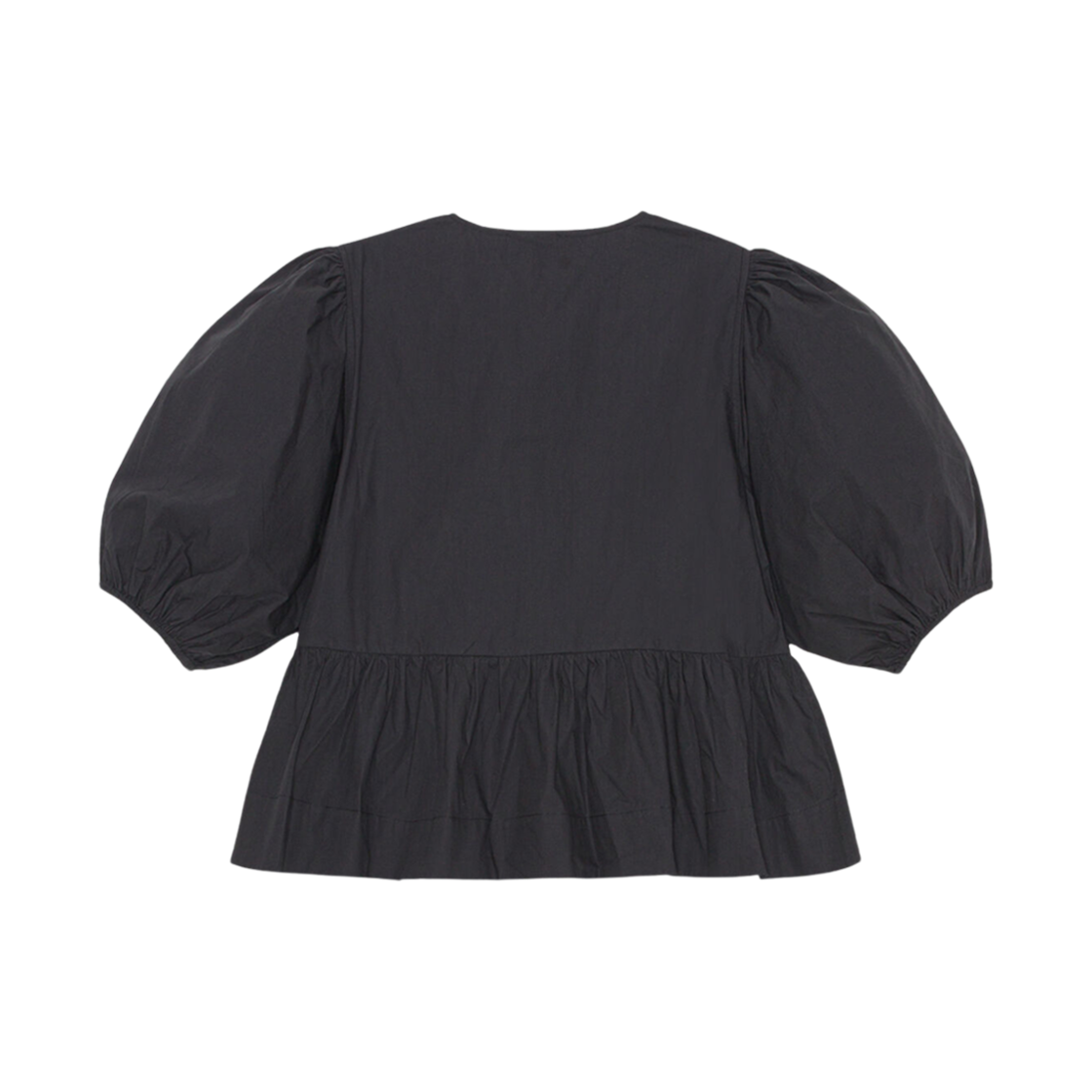 (W) 가니 코튼 포플린 블라우스 블랙((W) Ganni Cotton Poplin Blouse Black) - 2