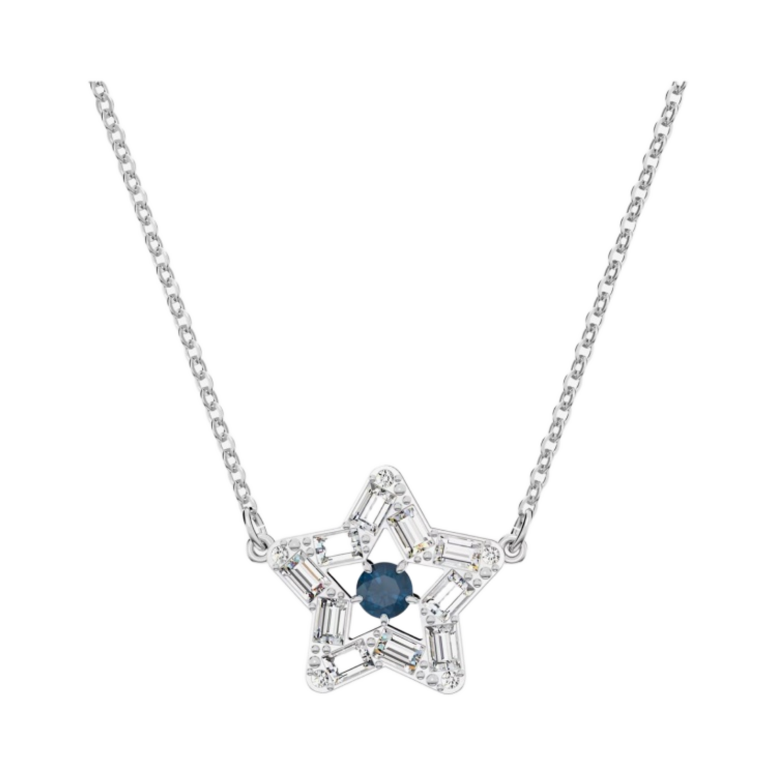 (W) 스와로브스키 스텔라 팬던트 블루 로듐 플래팅((W) Swarovski Stella Pendant Blue Rhodium Plated) - 2