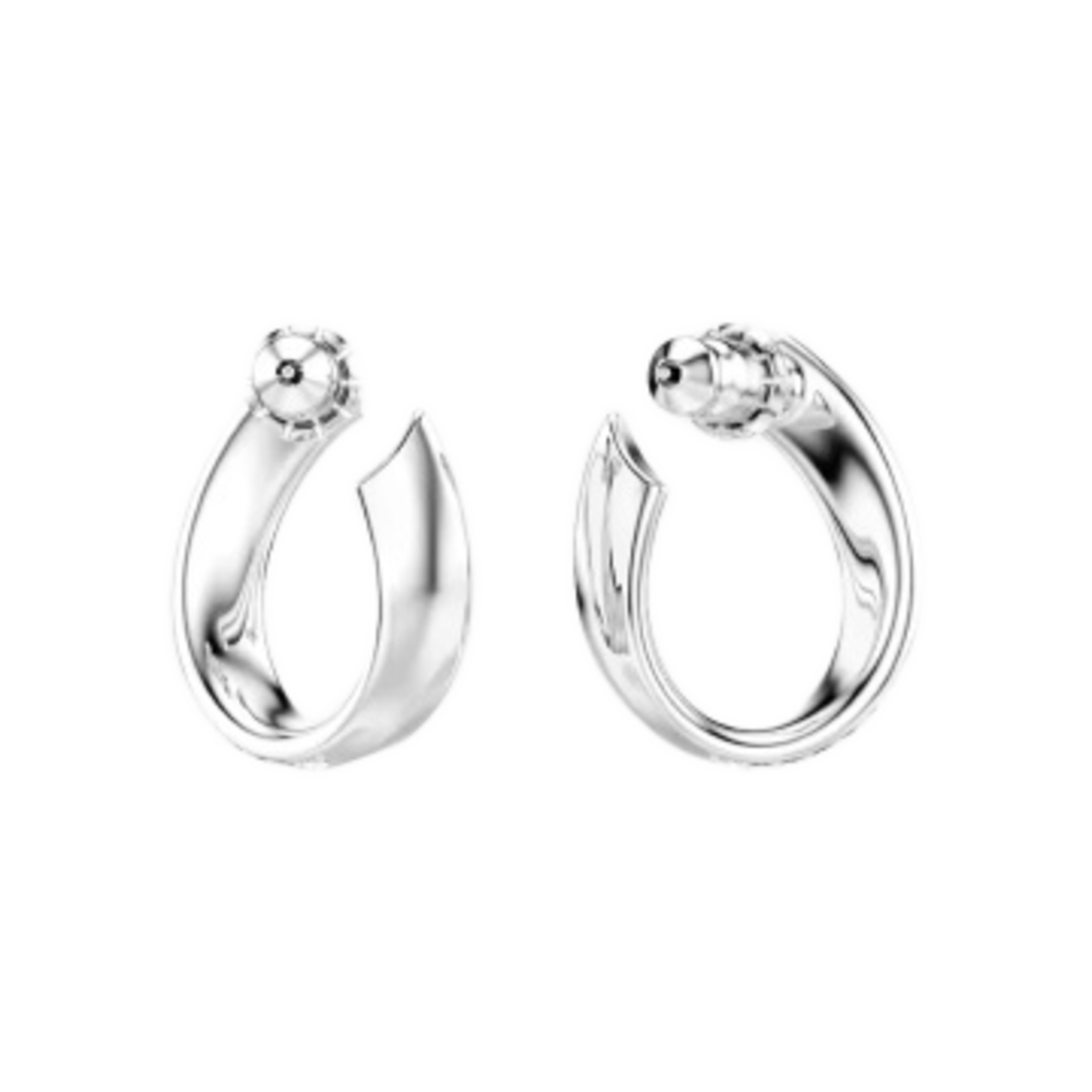 (W) 스와로브스키 이그지스트 후프 이어링 스몰 화이트 로듐 플래팅((W) Swarovski Exist Hoop Earrings Small White Rhodium Plated) - 2