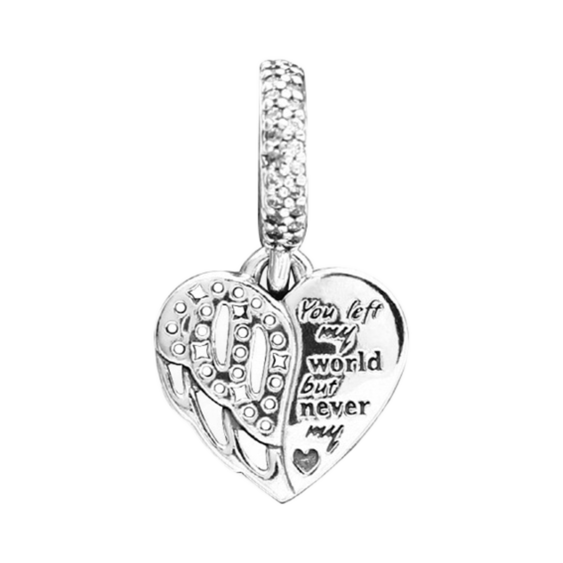 (W) 판도라 하트 & 엔젤 댕글 참 스털링 실버 클리어((W) Pandora Heart & Angel Dangle Charm Sterling Silver Clear) - 1