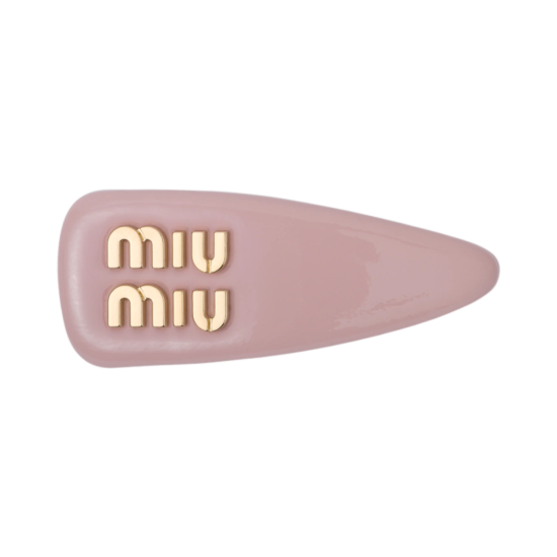 (W) 미우 미우 페이턴트 레더 헤어 클립 앨러배스터 핑크((W) Miu Miu Patent Leather Hair Clip Alabaster Pink)