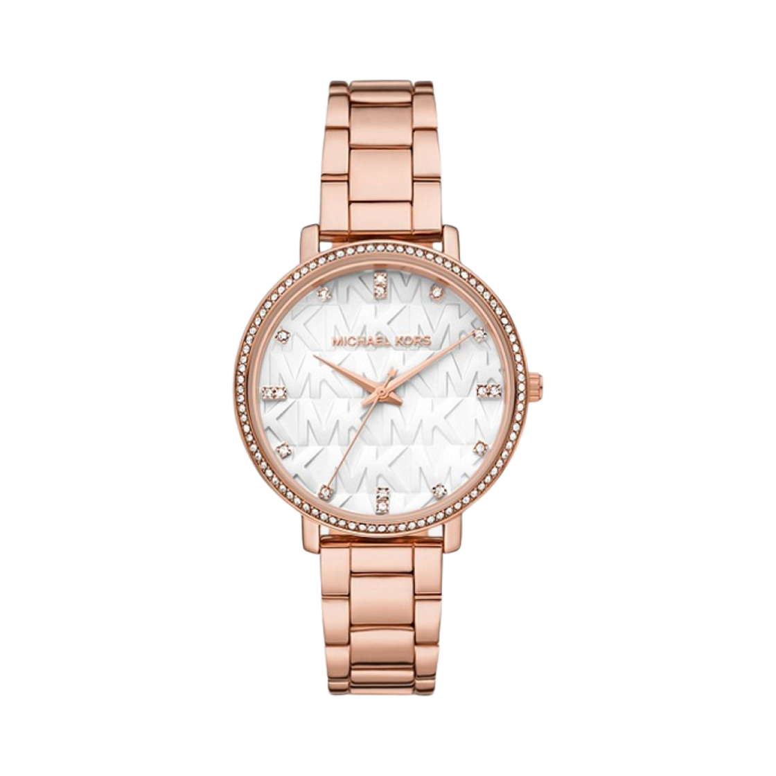 MK4594 (W) Michael Kors Pyper Pave Logo Quartz Three-Hand 38mm Stainless Steel Rose Gold