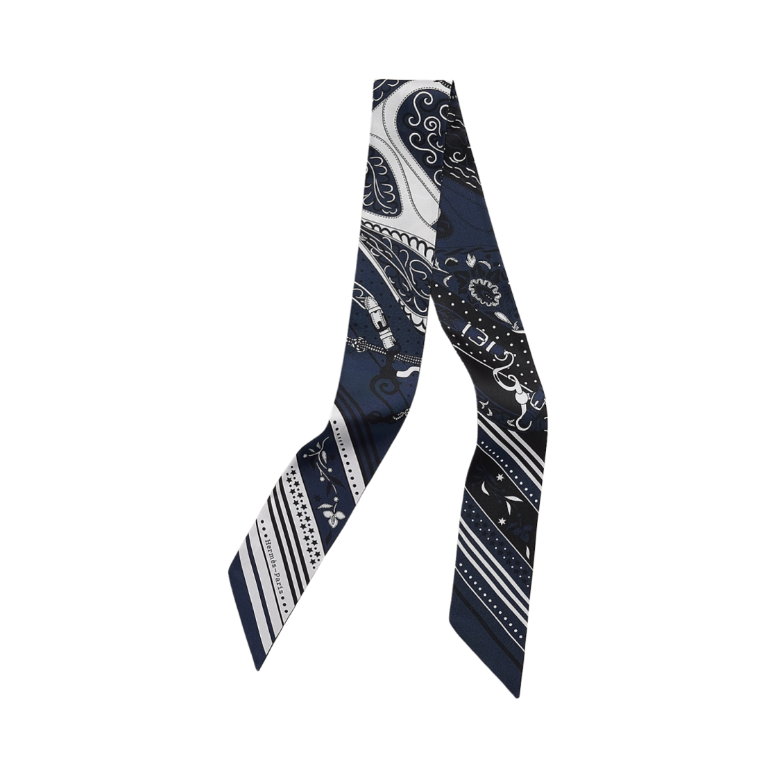 (W) 에르메스 페스티벌 드 아마존 반다나 트윌리 마린 블랑 누아