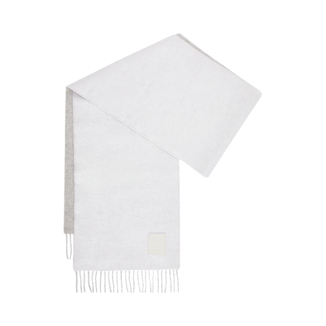 (W) 로에베 울 캐시미어 머플러 화이트 라이트 그레이((W) Loewe Muffler In Wool and Cashmere White Light Grey)