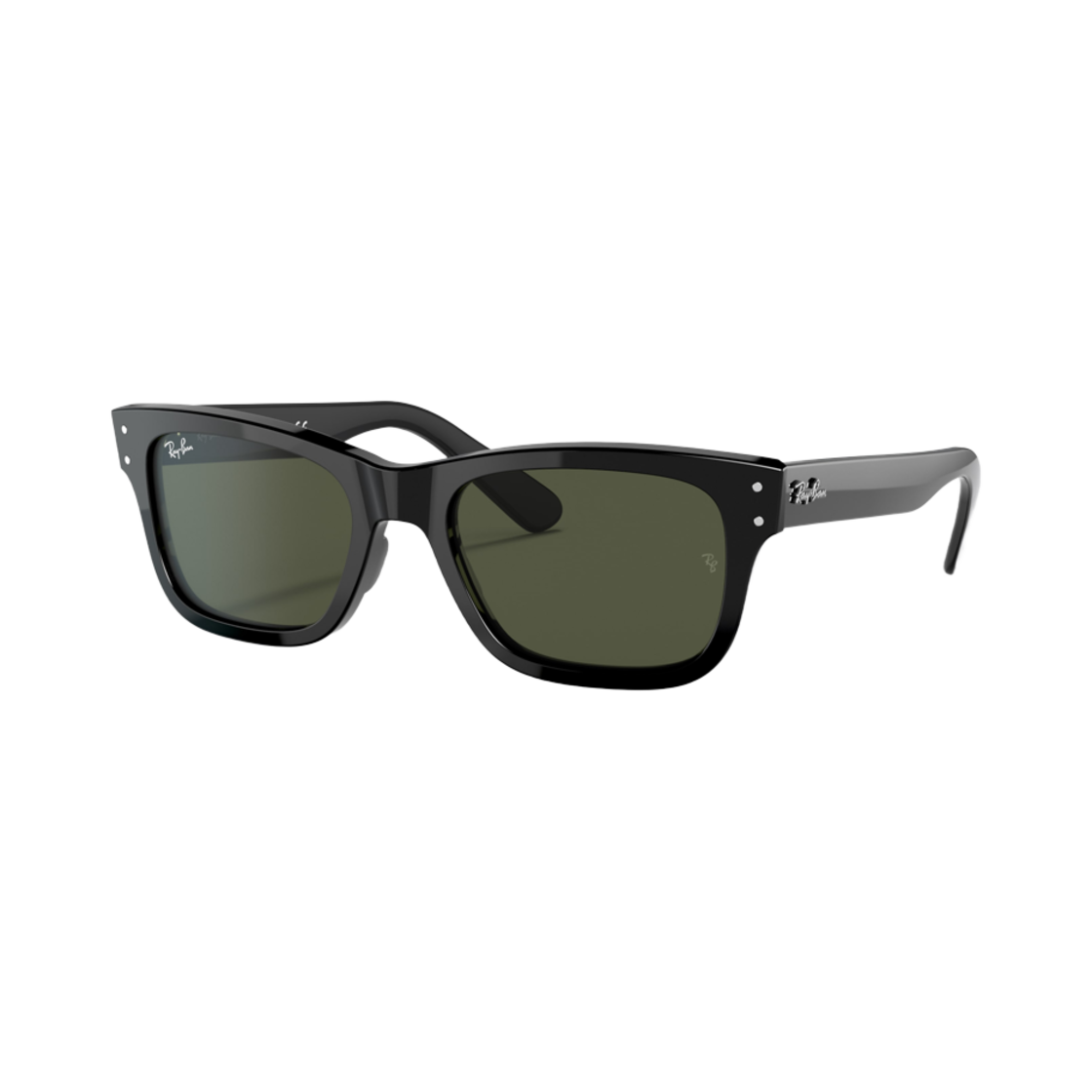 레이밴 버뱅크 폴리쉬드 블랙 프레임 그린 클래식 G-15 렌즈 로우 브릿지 핏(Ray-Ban Burbank Polished Black Frame Green Classic G-15 Lenses Low Bridge Fit) - 1