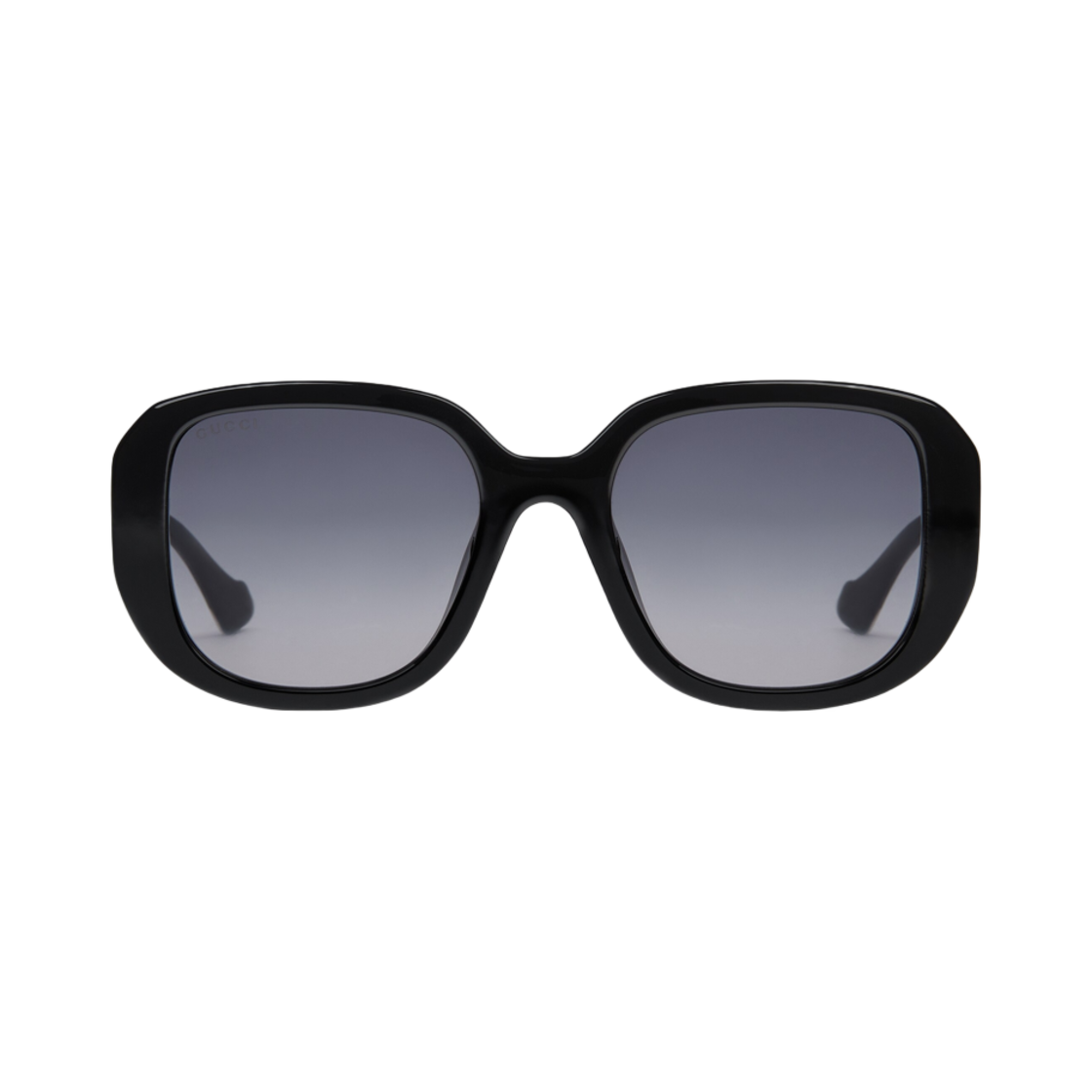 778258-J1691-1012 (W) Gucci Specialized Fit Round Sunglasses Shiny Black
