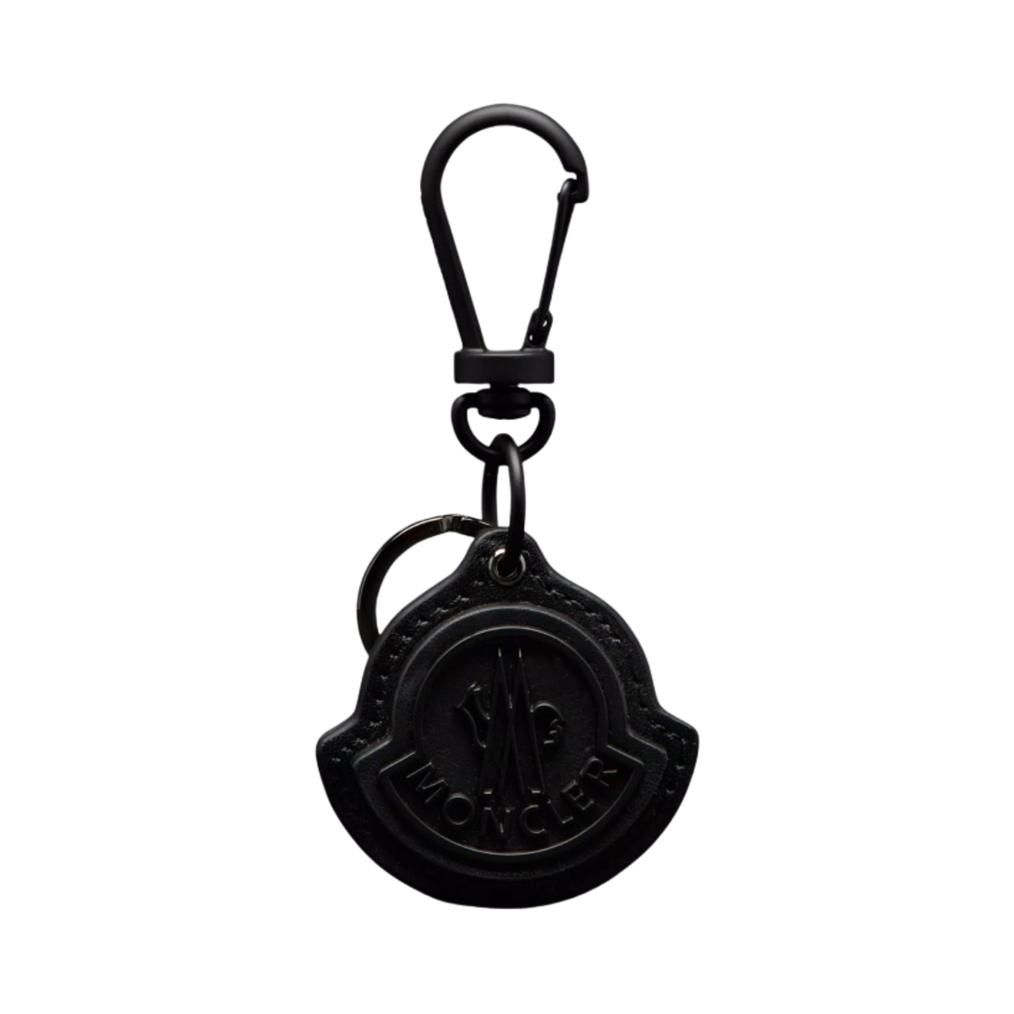 【新品未使用】MONCLERチャームキーリング ・ファーブラック MONCLER（モンクレール） キーホルダー バッグチャーム ロゴ レザー