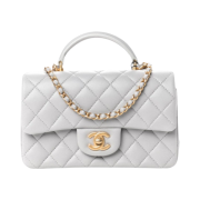 Chanel Mini Flap Bag with Top Handle Lambskin & Gold Grey
