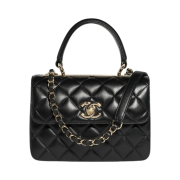 Chanel Mini Flap Bag with Top Handle Lambskin & Gold Black