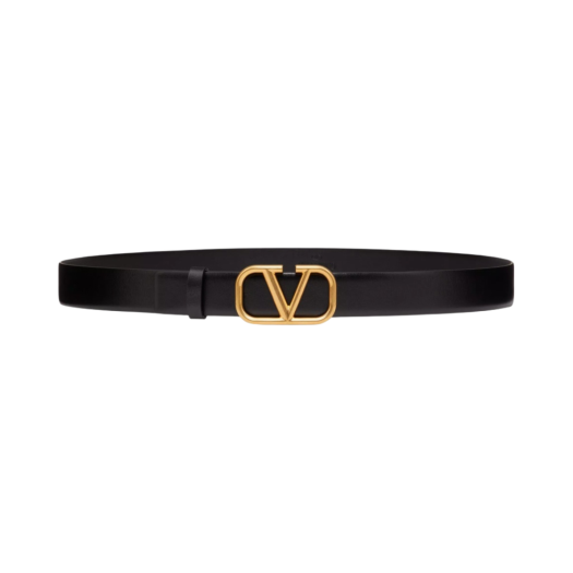 Valentino Vlogo Signature Calfskin Belt Black