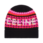 Celine Beanie in Ski Jacquard Wool Black Pink