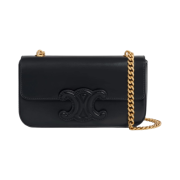 Celine Chain Shoulder Bag Cuir Triomphe in Shiny Calfskin Black