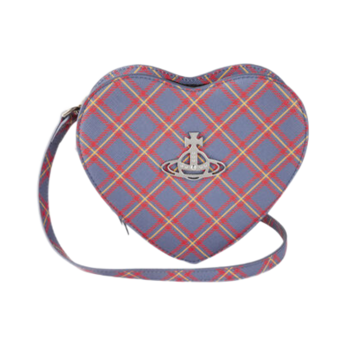 비비안 웨스트우드 루이스 하트 크로스바디 블루 오렌지 타탄(Vivienne Westwood Louise Heart Crossbody Blue Orange Tartan) - 1