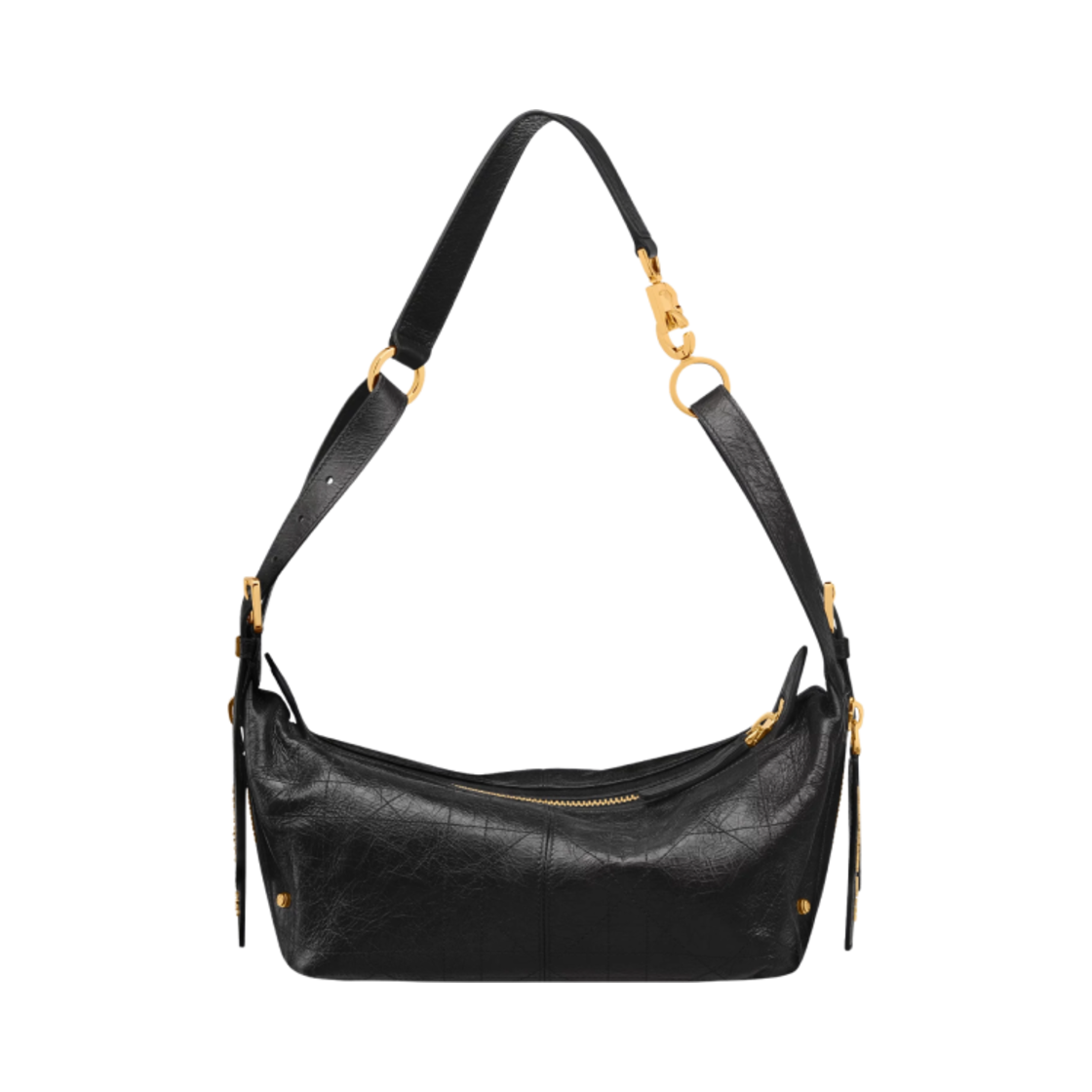 M2416UNUO-M900 Dior Small D-Journey Bag Flat Macrocannage Crinkled Calfskin Black