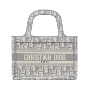 Dior Mini Book Tote Grey Dior Oblique Embroidery