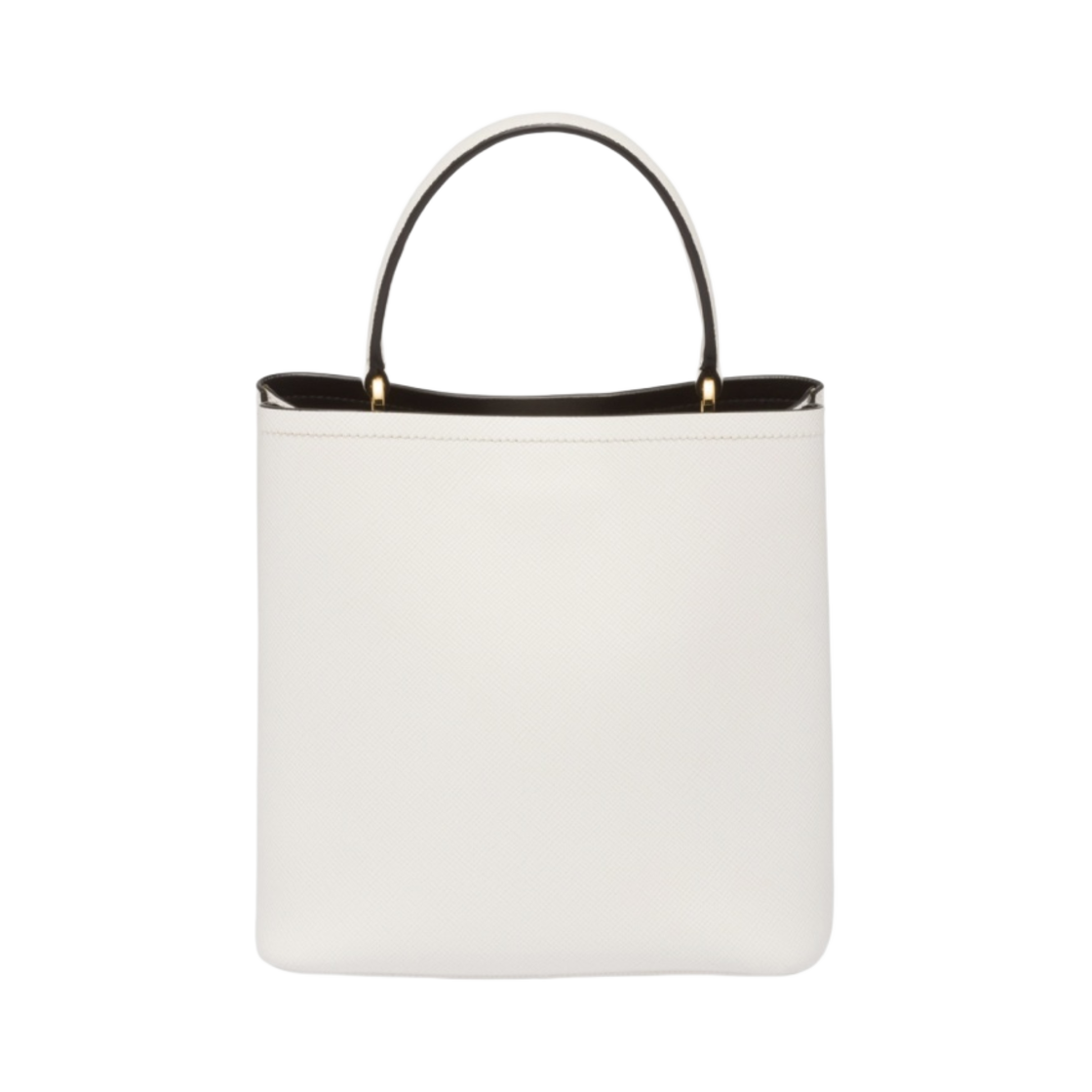 프라다 미디움 사피아노 레더 프라다 파니에 백 화이트 블랙(Prada Medium Saffiano Leather Prada Panier Bag White Black) - 2