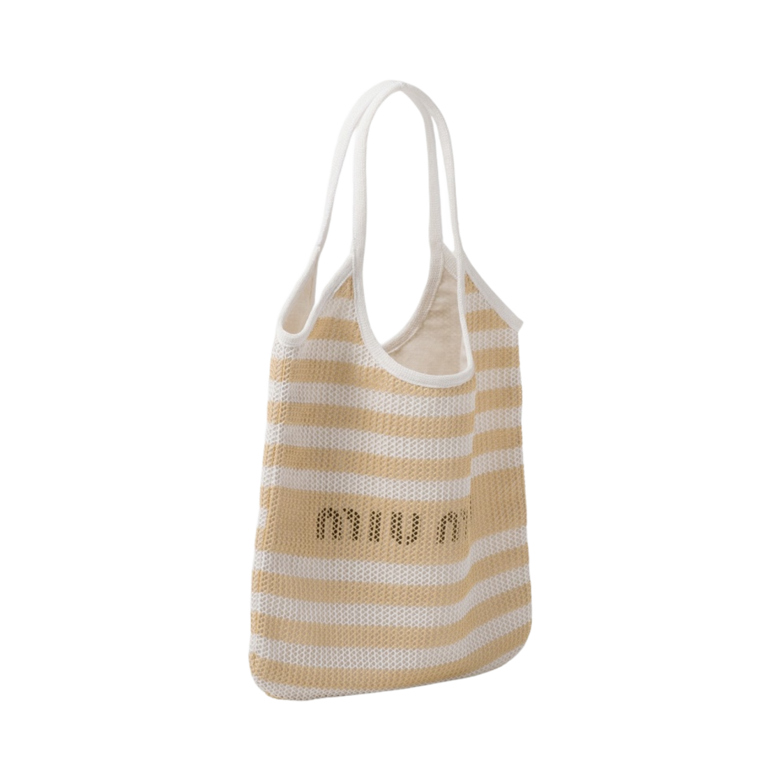 미우 미우 패브릭 앤 리넨 토트백 화이트 베이지(Miu Miu Fabric and Linen Tote Bag White Beige) - 2