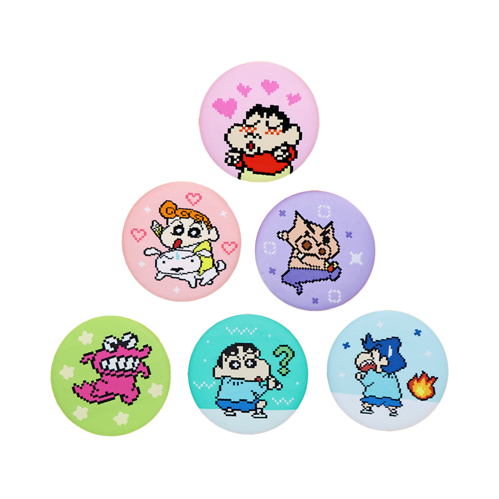 대원미디어 짱구는못말려 픽셀 자수 캔배지 랜덤단품(Daewonmedia Crayon Shin Chan Pixel Embroidered Can Badge Random Single)