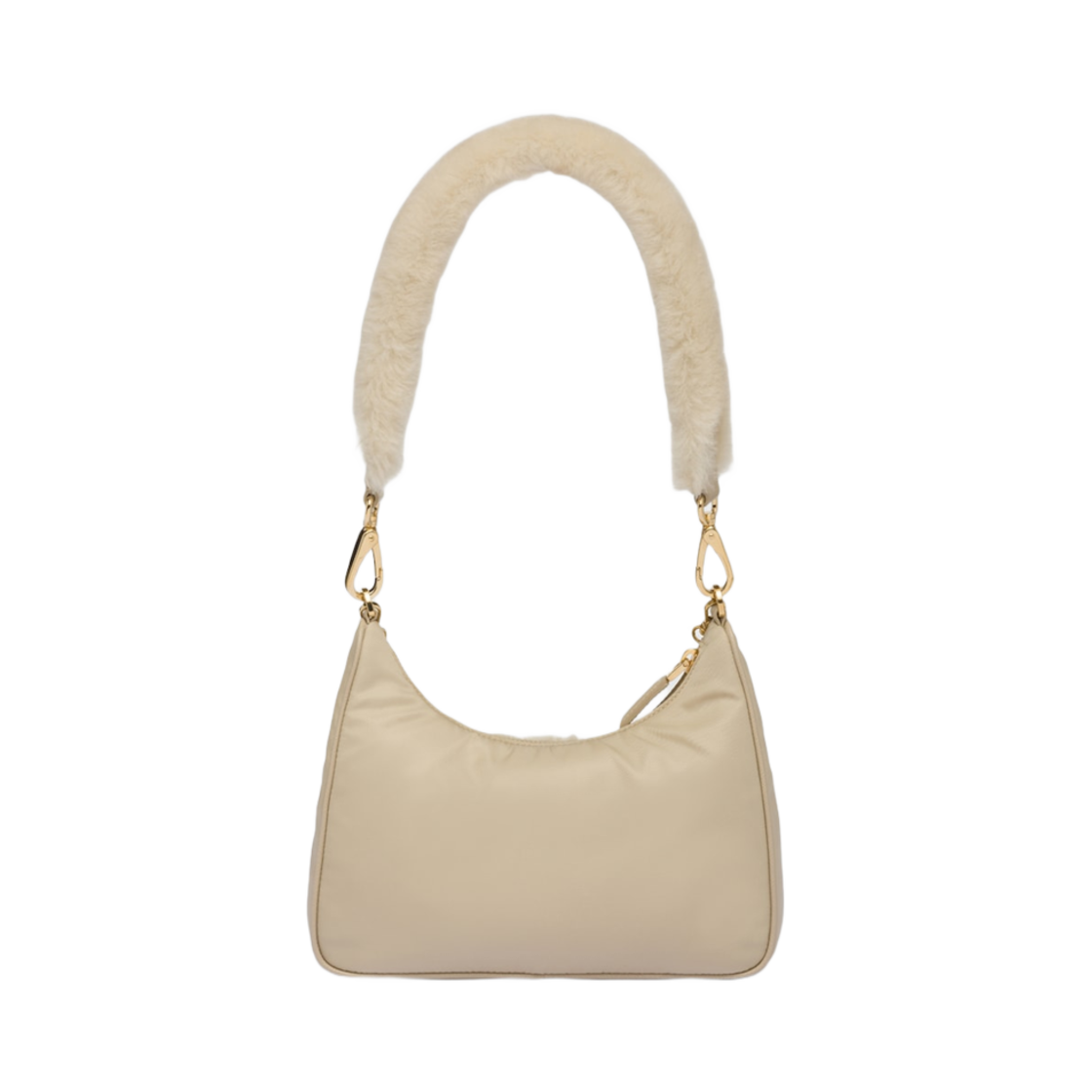 프라다 리나일론 셔링 미니백 데저트 베이지(Prada Re-Nylon Shearling Mini Bag Desert Beige) - 3