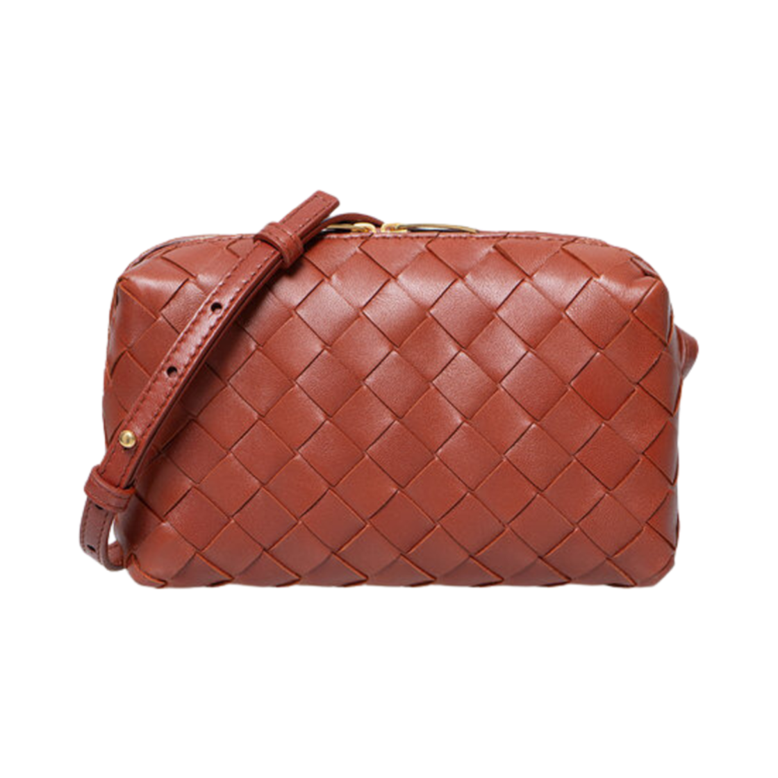 609407VCPP58859 Bottega Veneta Mini Leather Crossbody Bag Rust