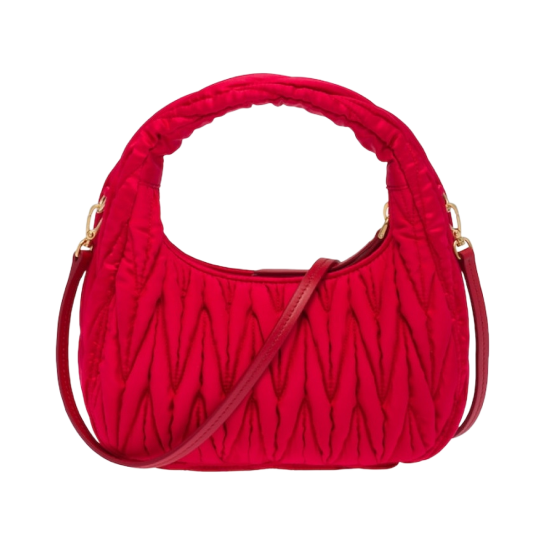 미우 미우 완더 마테라쎄 사틴 미니 호보백 레드(Miu Miu Wander Matelasse Satin Mini Hobo Bag Red) - 3