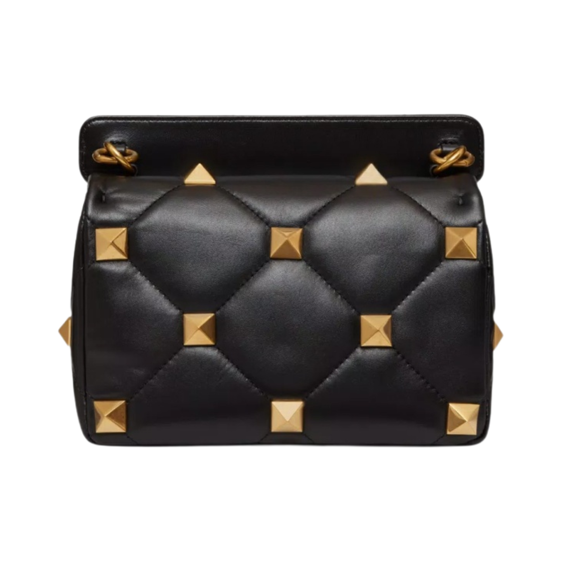 발렌티노 미디움 로만 나파 스터드 더 체인 숄더백 블랙(Valentino Medium Roman Nappa Stud The Shoulder Bag with Chain Black) - 3