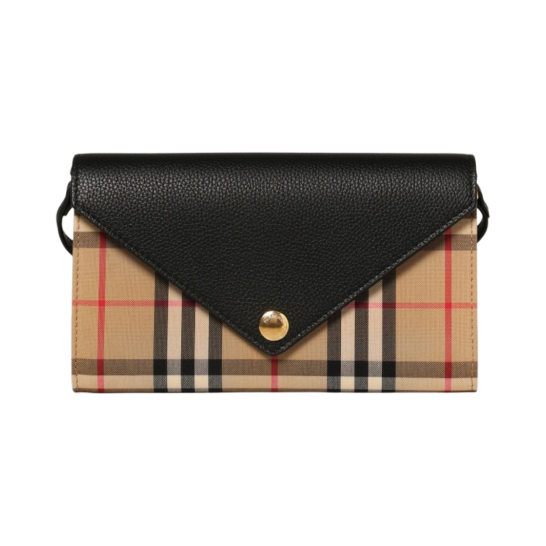 버버리 체크 캔버스 레더 숄더백 블랙