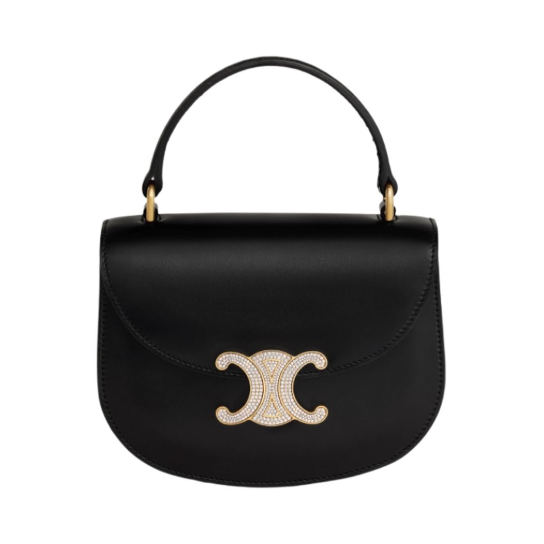 셀린느 샤이니 카프스킨 스트라스 클로저 체인 미니 베사체 트리옹프 블랙