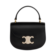 Celine Mini Besace Triomphe on Chain with Strass Closure in Shiny Calfskin Black