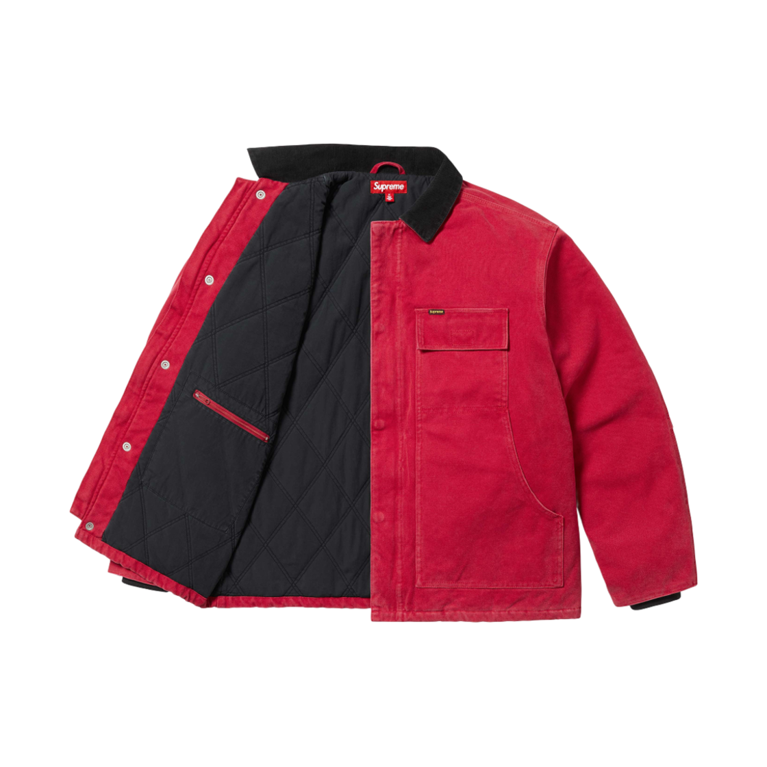 슈프림 올드 잉글리쉬 캔버스 워크 자켓 레드 - 25SS(Supreme Old English Canvas Work Jacket Red - 25SS) - 3
