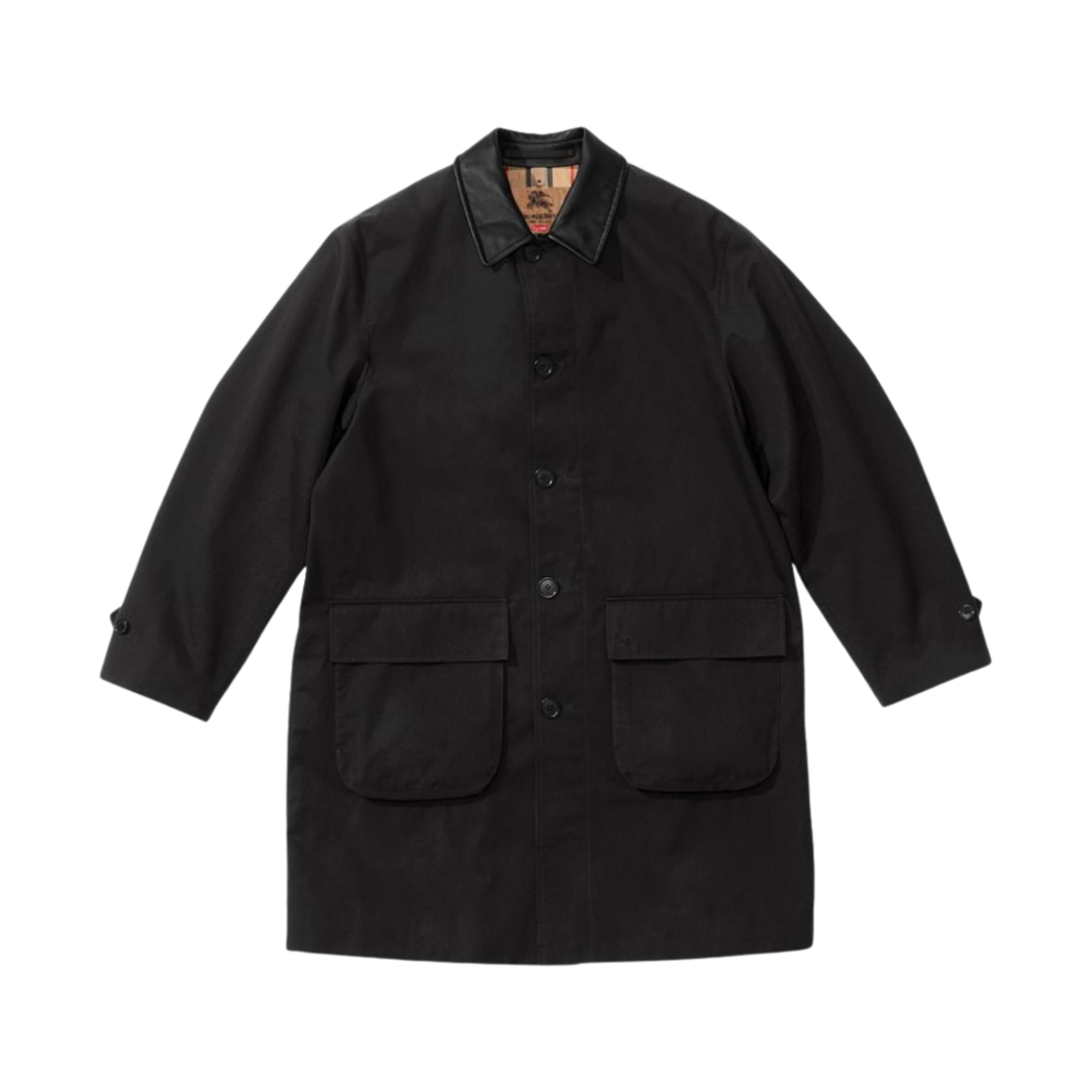 슈프림 x 버버리 레더 칼라 트렌치 블랙 - 22SS(Supreme x Burberry Leather Collar Trench Black - 22SS)