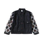 Kapital 11.5 oz. Black x Black Denim Hippy Crochet Sleeve 1st Jacket Black