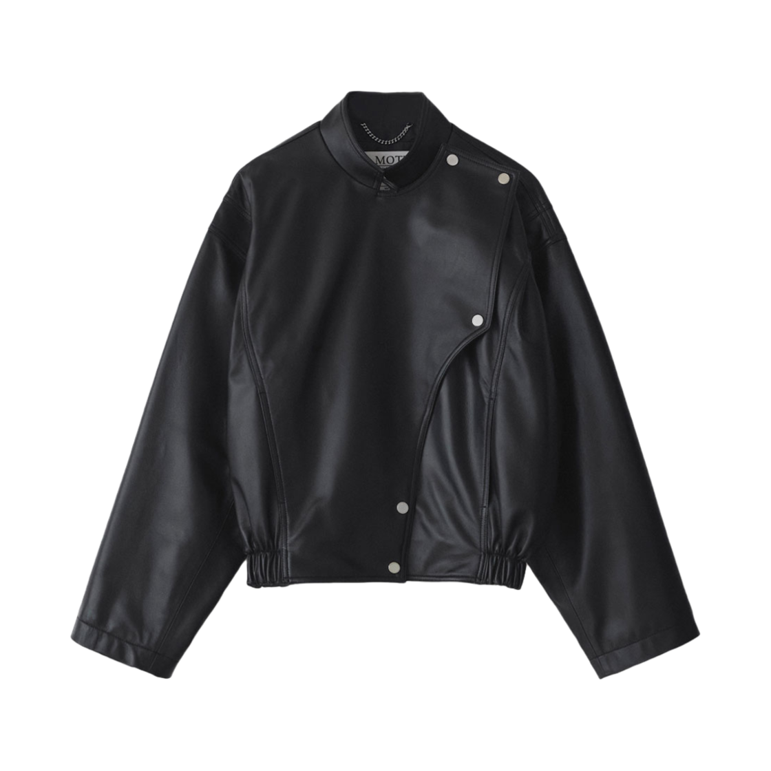 MT 2DW LFJM BK F LL Mott Lamb Skin Leather Jumper Italy Lambskin Black