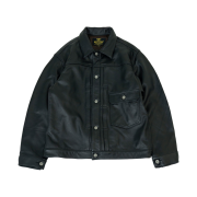 Houston Japan Cow Leather Track Jacket Black 8215BK
