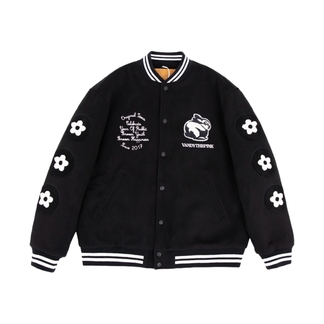 반디 더 핑크 이어 오브 래빗 바시티 자켓 블랙(Vandy The Pink Year Of Rabbit Varsity Jacket Black)