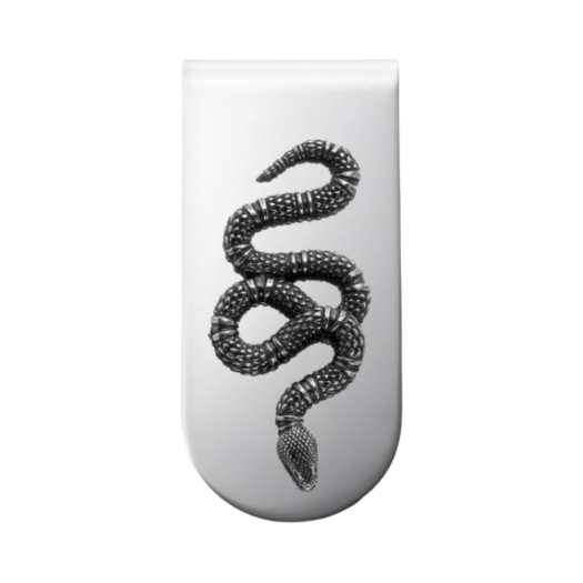 Gucci Snake Motif Money Clip Sterling Silver Black