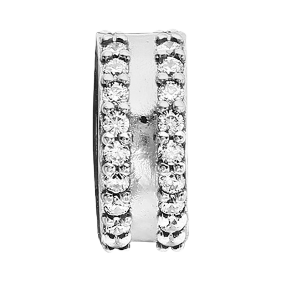 (W) 판도라 더블 라인드 파베 클립 참 스털링 실버 클리어((W) Pandora Double Lined Pave Clip Charm Sterling Silver Clear)
